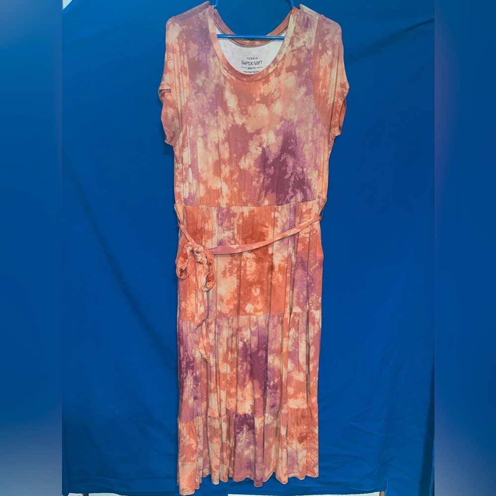 Torrid Orange Tie Dyed Maxi Dress